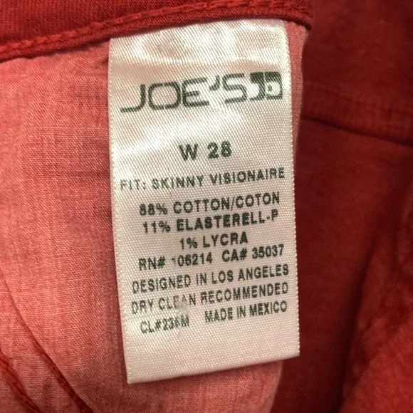 Joe’s Women’s Skinny Visionaire Rouge Red size 28 - Picture 4 of 11